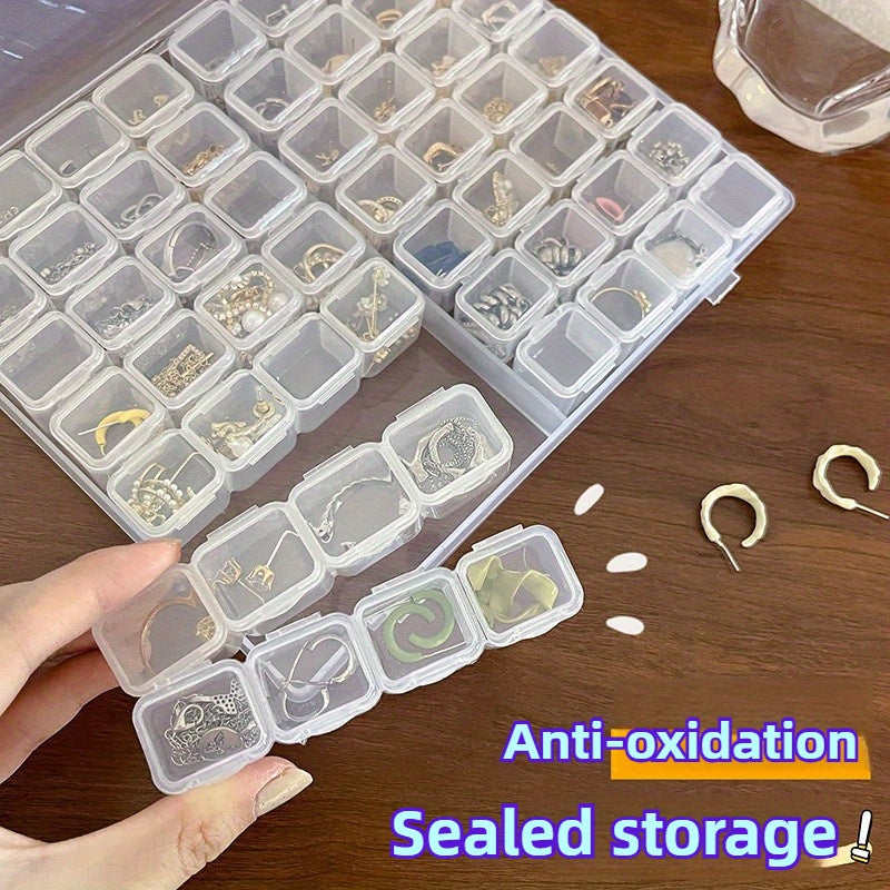 56 grid portable jewelry box Affordable Jewelry Storage Box Transparent Color Portable Jewelry Box Necklace Earrings Earrings Ring Anti-oxidation Split Storage Box Internet celebrity jewelry box, Jewelry Boxes