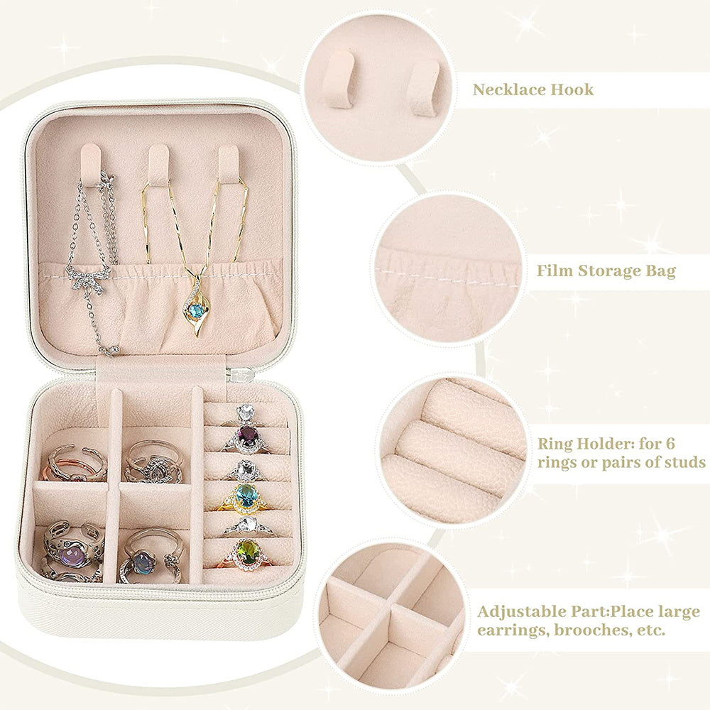 Classic Faux Leather Jewelry Box with Zipper Closure - Waterproof And Lightweight, Perfect for Travel Storage, Featuring a Floral Design with 26 Letters, a Detachable Necklace Display Stand, And Compartments for Rings And Earrings - an Elegant Gift