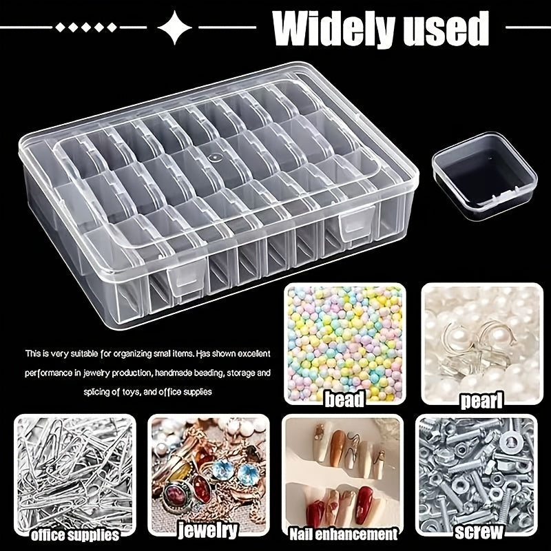 31pcs Set: 30 Small Boxes + 1 Large Box - Plastic Storage Box with Small Containers for Jewelry, Beads, and Accessories. Rectangular Shape and Durable Plastic Material for Organizing Your Jewelry. Ideal for DIY Jewelry Storage, Perfect Valentine's