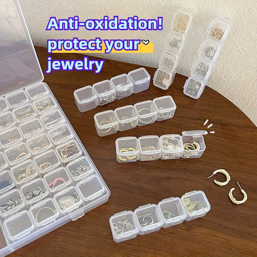 56 grid portable jewelry box Affordable Jewelry Storage Box Transparent Color Portable Jewelry Box Necklace Earrings Earrings Ring Anti-oxidation Split Storage Box Internet celebrity jewelry box, Jewelry Boxes