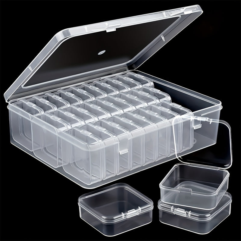 31pcs Set: 30 Small Boxes + 1 Large Box - Plastic Storage Box with Small Containers for Jewelry, Beads, and Accessories. Rectangular Shape and Durable Plastic Material for Organizing Your Jewelry. Ideal for DIY Jewelry Storage, Perfect Valentine's